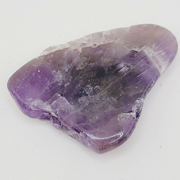Amethyst Tumbled Stone Flat Back Triangular Great For Beaded Cabochon Striations - Picture 3 of 5